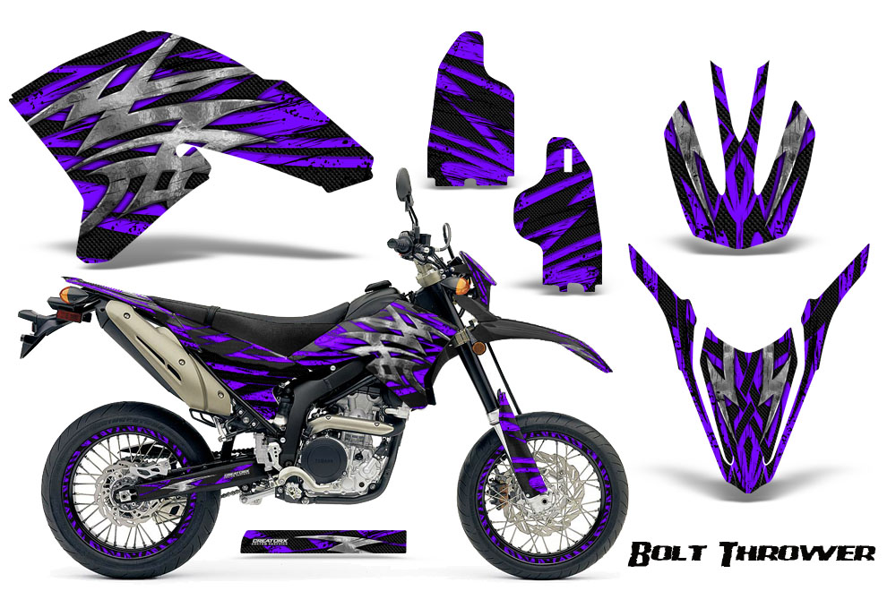 Yamaha WR250X R Graphics Kit Bolt Thrower Purple NP Rims